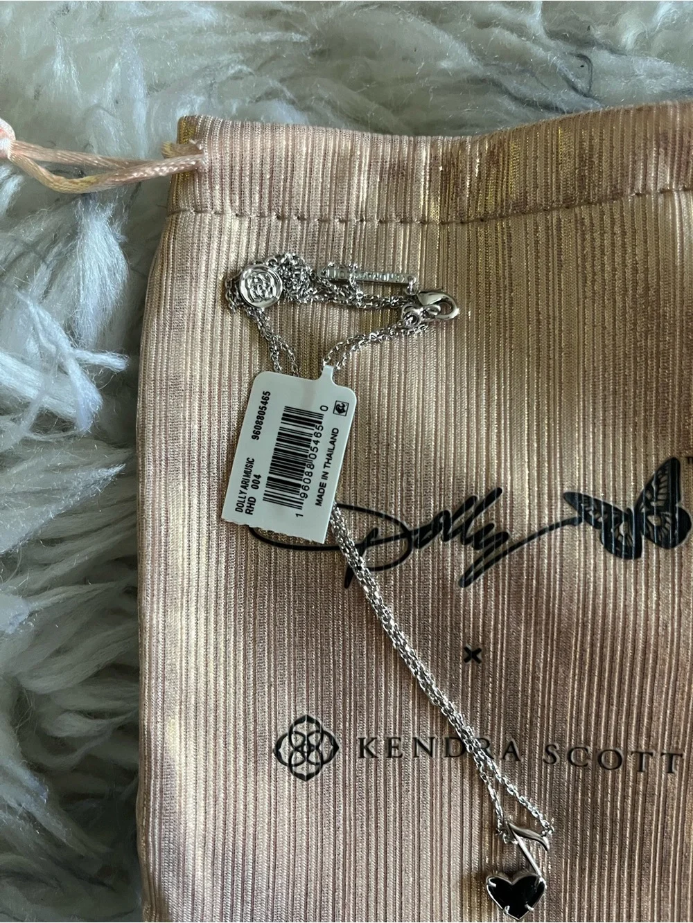 Kendra Scott Silver Necklace with Black Heart Pendant